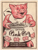 Otto's Pink Pig, Sherman Oaks CA 1940s Menu Art