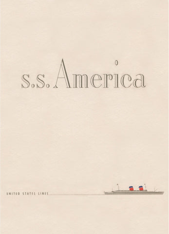 S.S. America 1950 Vintage Menu Art